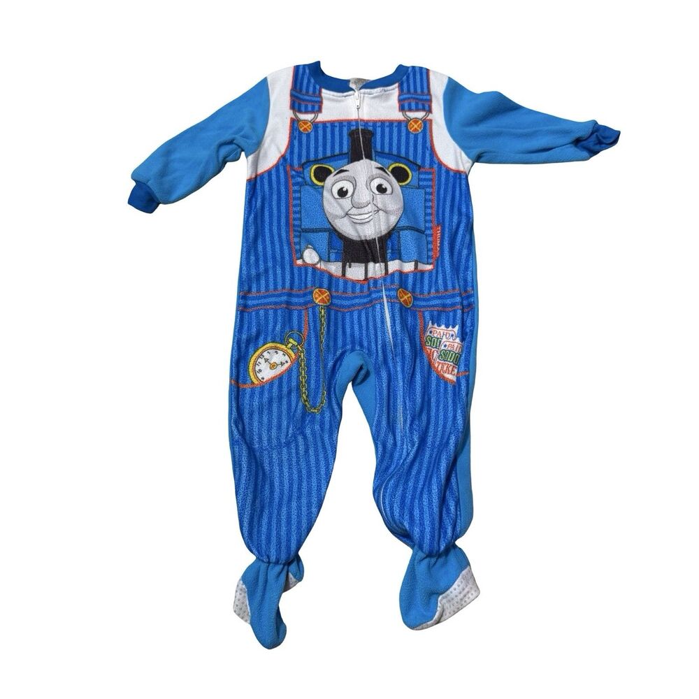 Thomas The Train Friends One Piece Footed Pajama PJ Size 18 M Tank Engine Blue